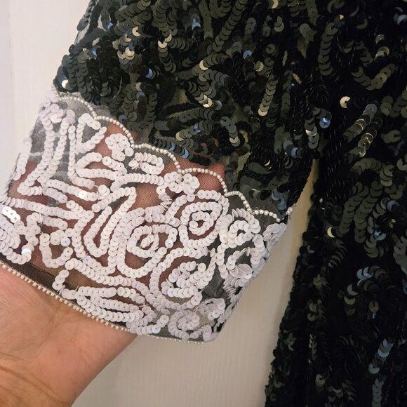 Timeless by Naeem Khan black sequin cardigan Size 18 NWT - Picture 4 of 7